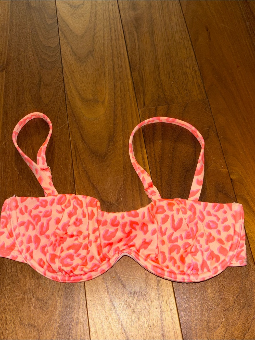 Billabong neon coral leopard print bikini top